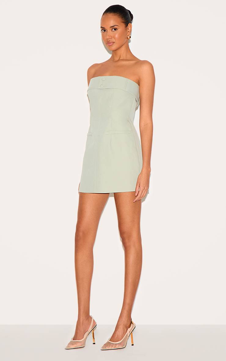 Vert Sauge Robe Droite À Détail De Ceinture Tressée