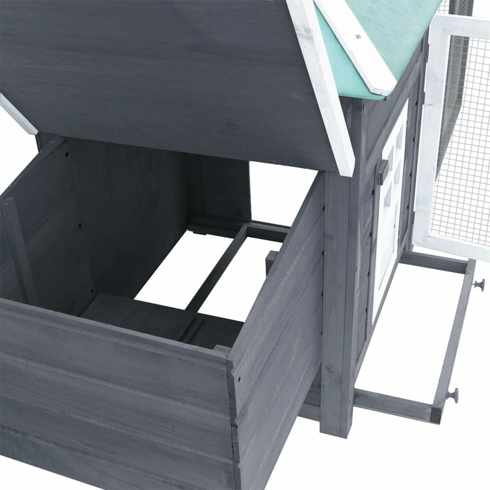 Poulailler avec nichoir gris 193 x 68 x 104 cm bois de sapin massif