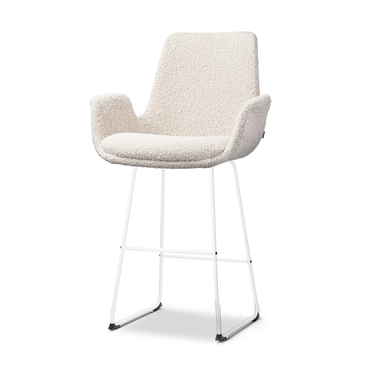 Barkruk Nino-Eef bouclé beige - wit onderstel - 65 cm