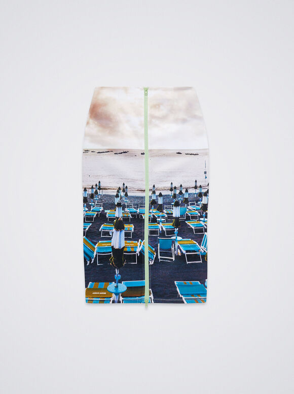 Saia midi estampada - Multicolorida
