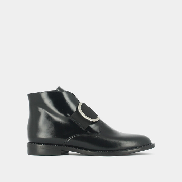 Bottines à boucles  en cuir noir