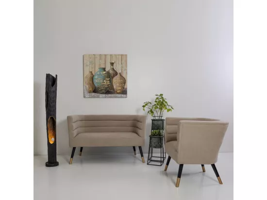 Lot de deux pots de fleurs avec base en métal 26x26x70h cm - 23x23x45h cm