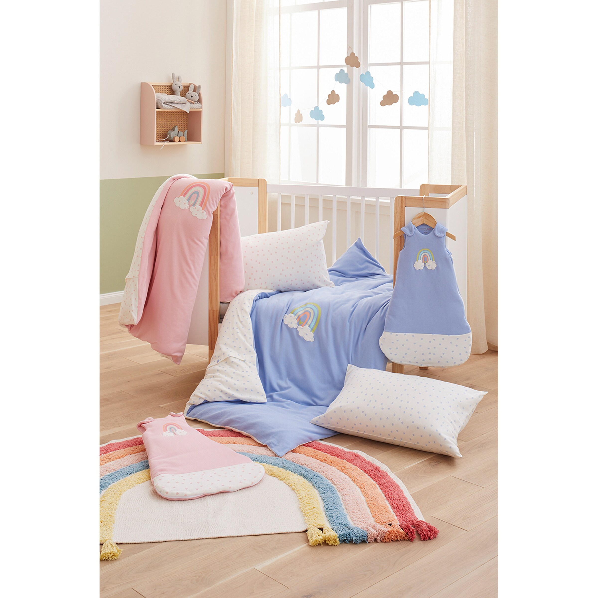 BORNINO HOME Ganzjahresschlafsack Regenbogen 2.5 TOG blau