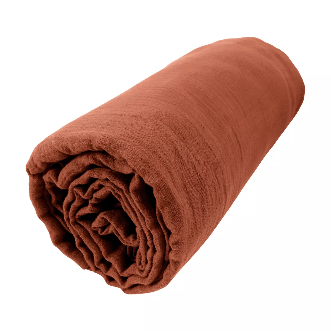 Drap housse gaze de coton (140 x 200 cm) Gaïa Terracotta