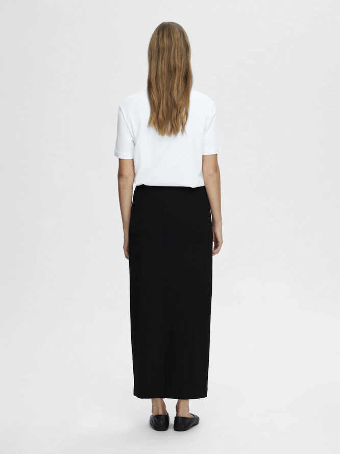 Selected Femme SLFSHELLY MW ANKLE SKIRT NOOS Sort