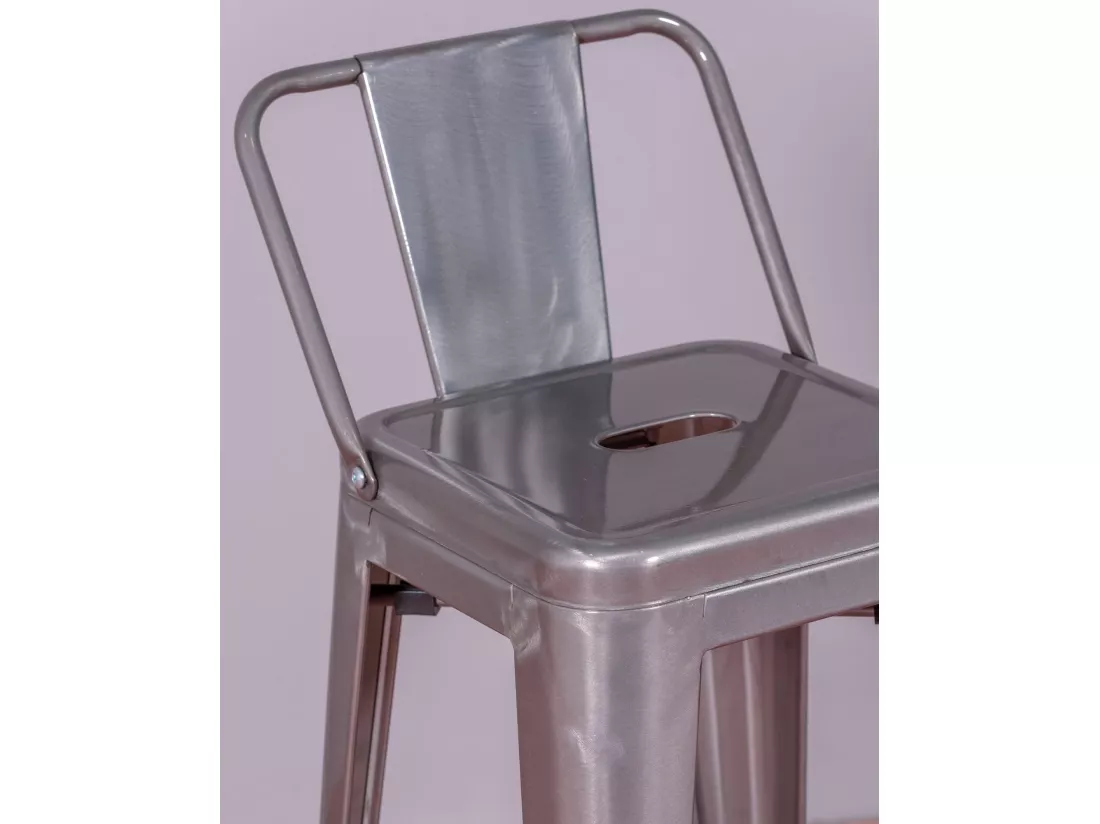 Tabouret industriel en métal à dossier bas (66cm) - Bistro - Métal