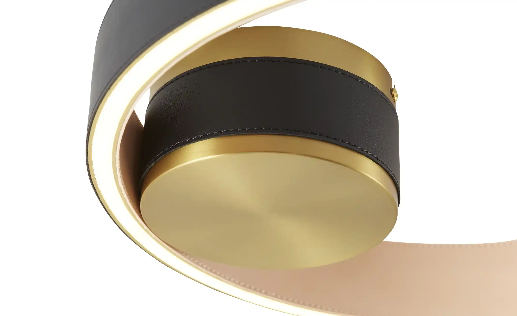 KHG LED-Deckenleuchte, Kunstleder schwarz/goldfarben