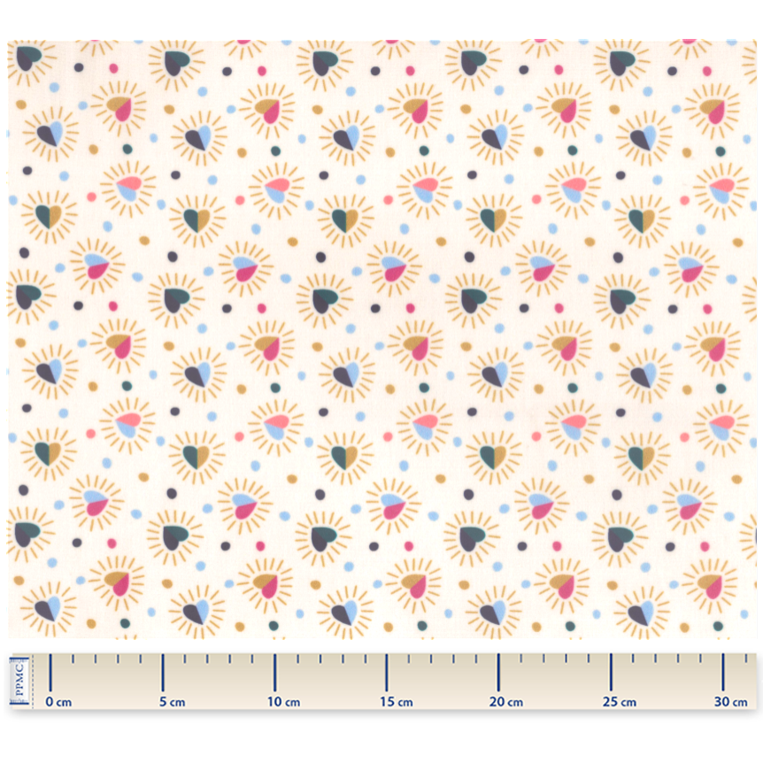 Tissu Enduit Au Mètre Ex2307 Cœurs Scintillants Multicolores