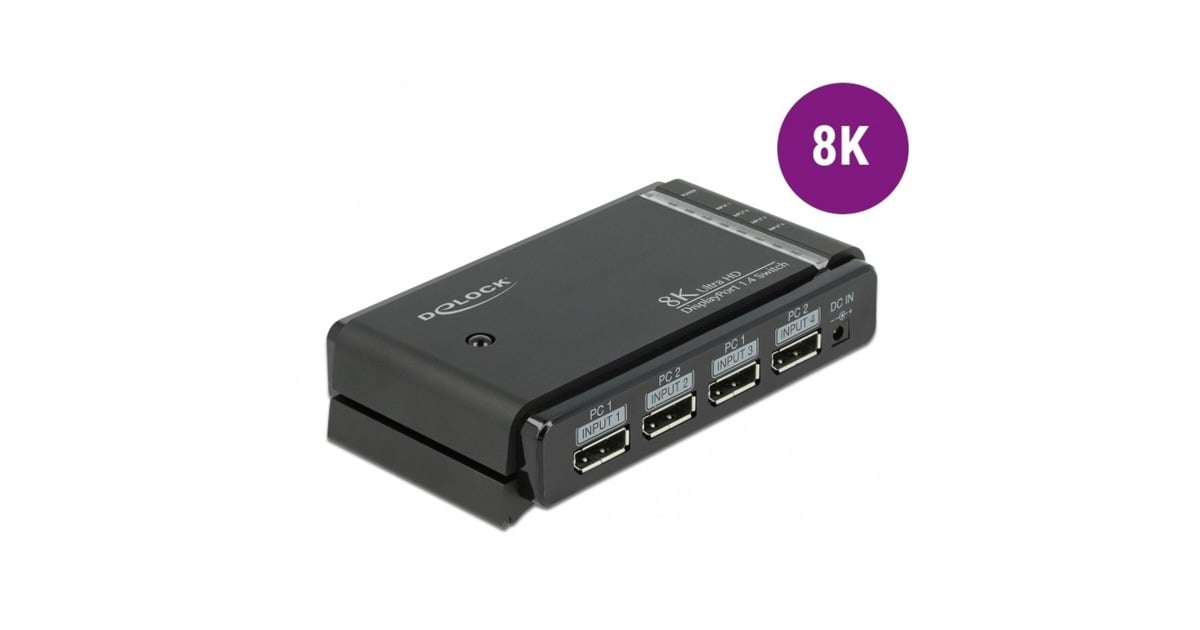 DeLOCKDisplayPort Switch 2x 2 Displayport in naar 1x 2 DisplayPort out  (Zwart)