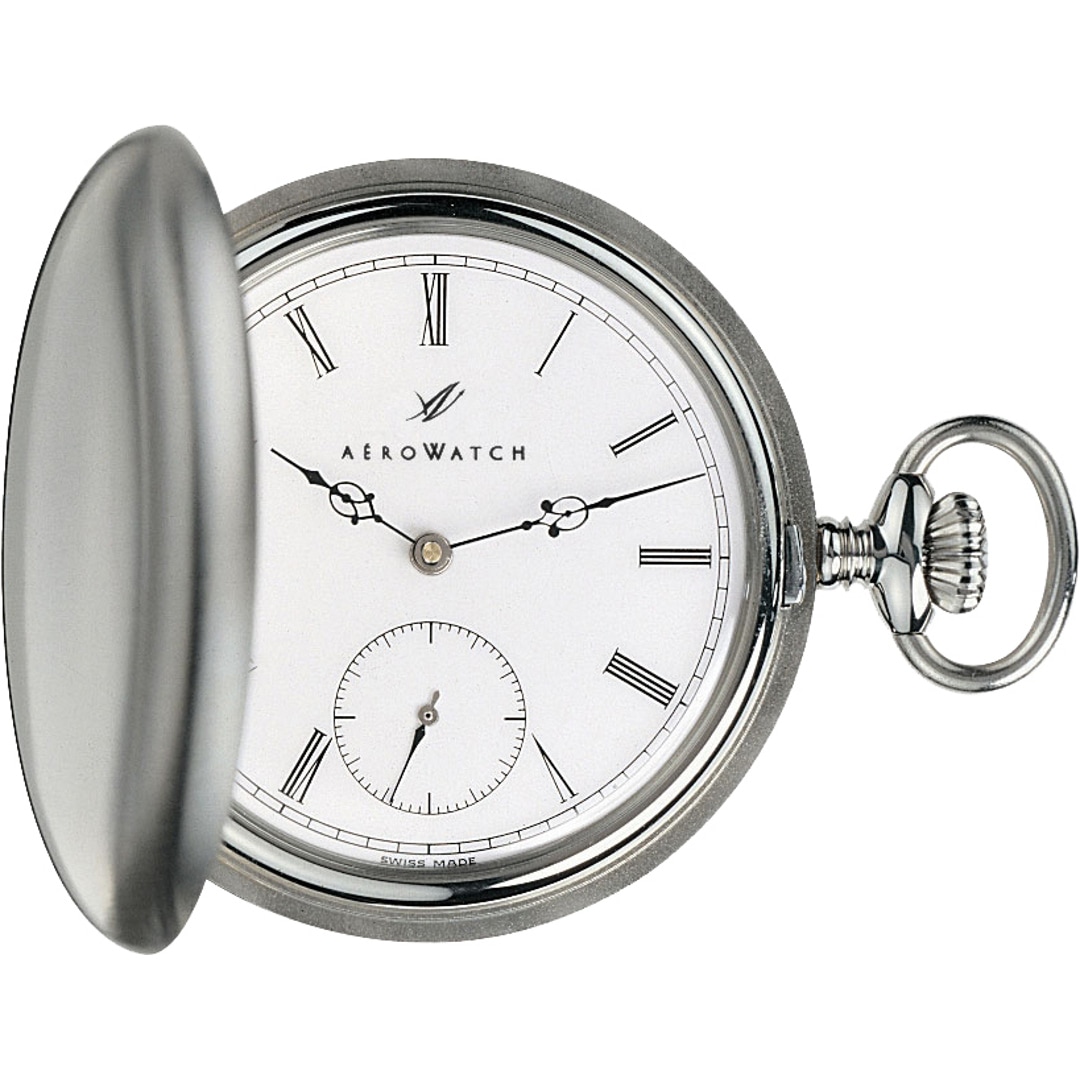 Aerowatch Taschenuhr Savonnette Mechanical 925 Sterlingsilber