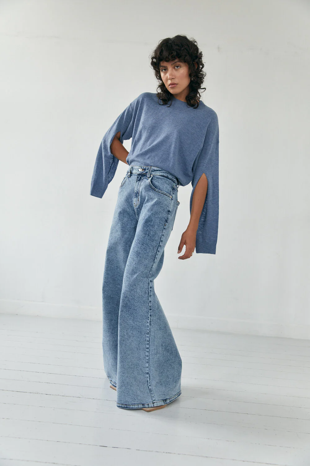 BLANCHE  Calcul Mega wide leg jeans - Ashley Blue