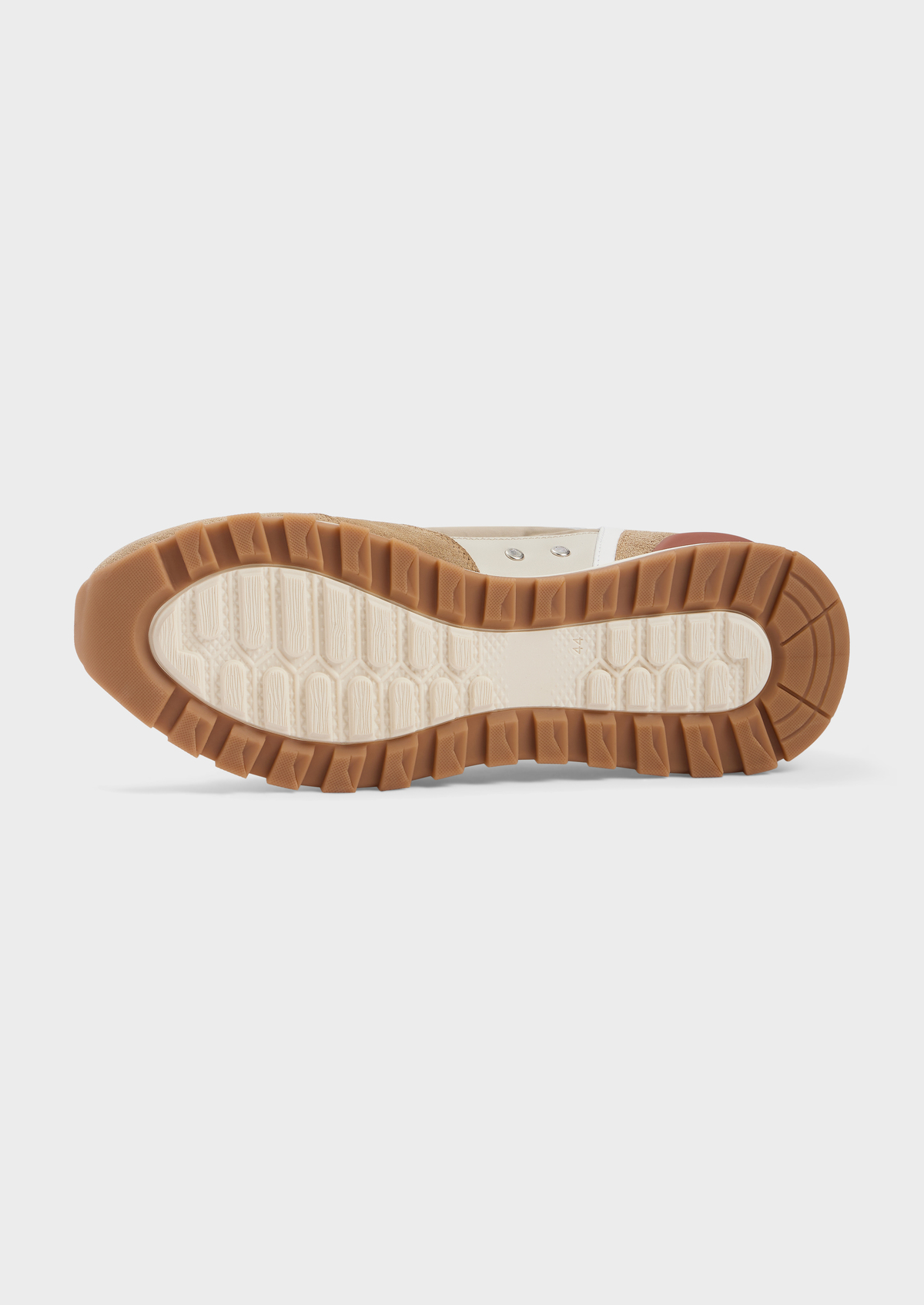 Baskets basses bi-matière beige et blanc