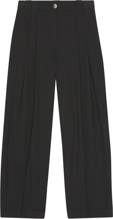 Ganni Drapey Melange Loose Pleat Bukser Black