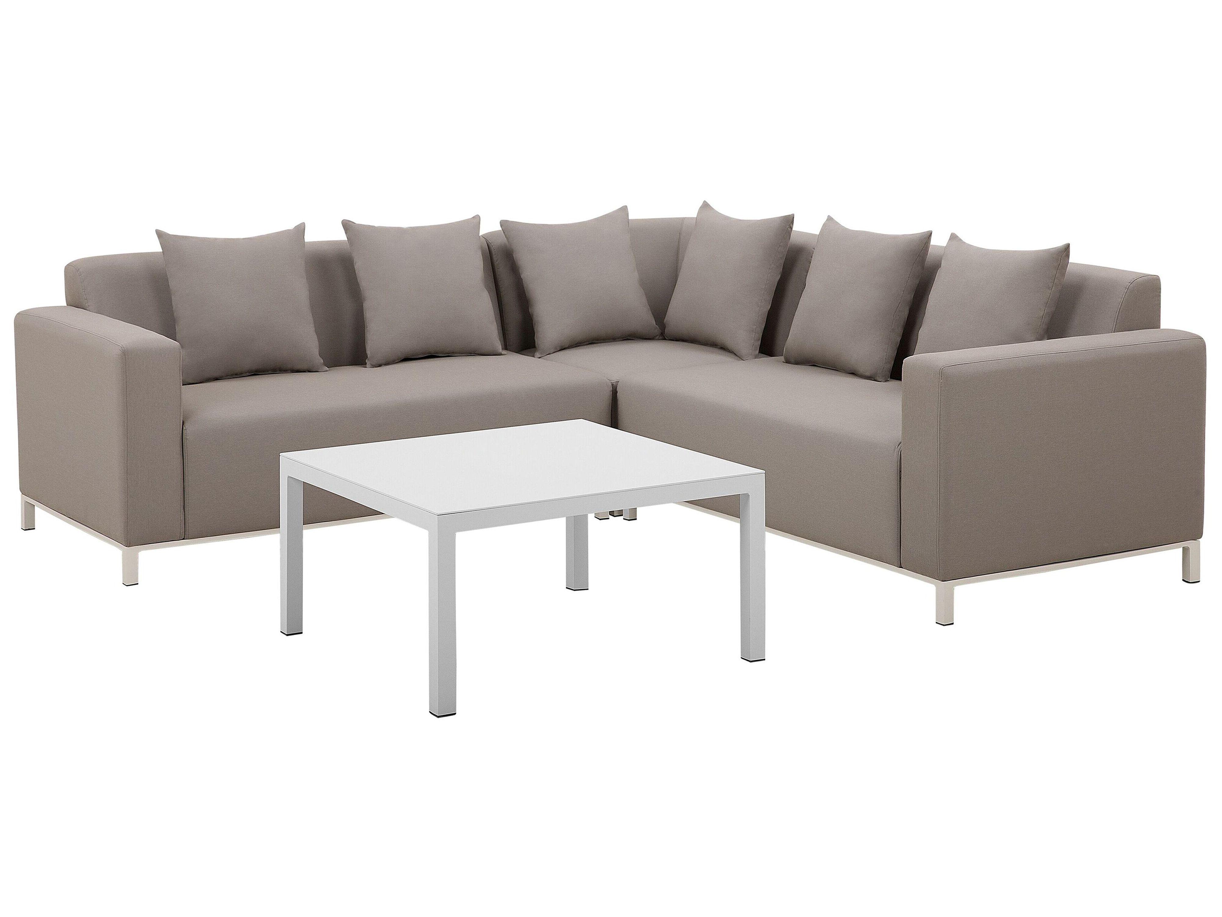 Tuin hoekloungeset met tafel 5-zits BELIZE rechtszijdig modulair Beige