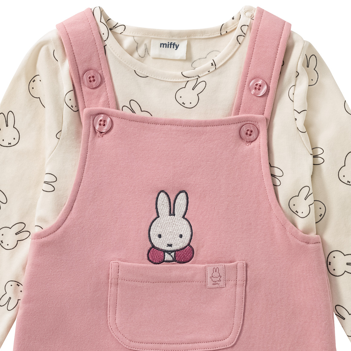 Topomini Miffy Kleid und Langarmshirt im Set creme / rosa