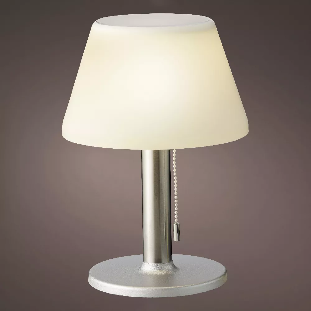 Lampe de table solaire 10LED (H28 cm) Calipso Blanc et argent