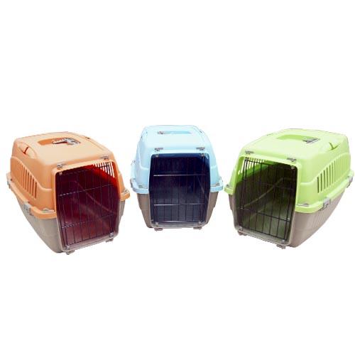 Caixa de transporte para animais de estimação da marca Bony, com porta frontal de metal, dimensões 50 x 33 x 30 cm. Muito econômica e leve. Ideal para criadores.