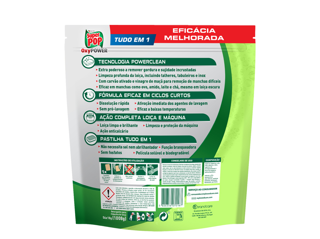 DETERGENTE MÁQUINA DA LOIÇA OXYPLUS CARVÃO SUPER POP 56 DOSES