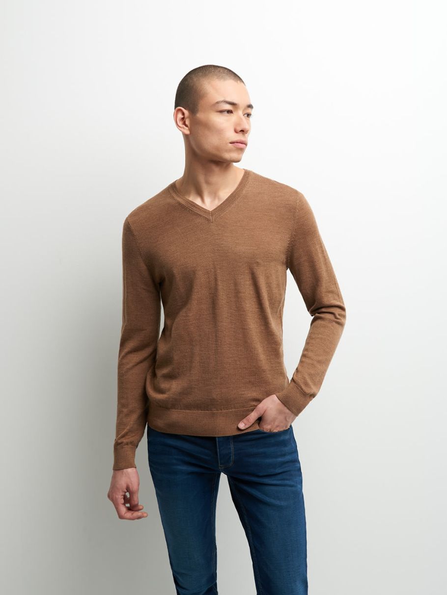 Pull col V en laine mérinos