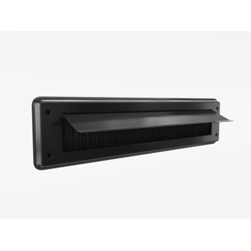 Handson brievenbusklep met borstel aluminium zwart