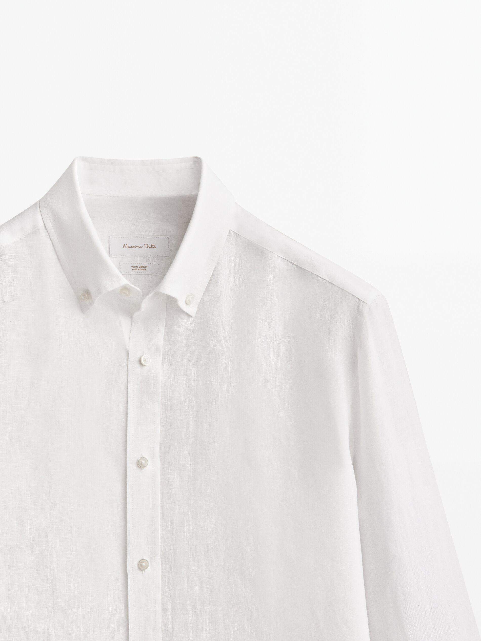 Camisa de corte regular, 100% linho - BRANCA
