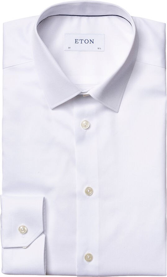 ETON Super Slim Fit White Signature Twill Shirt Hvid