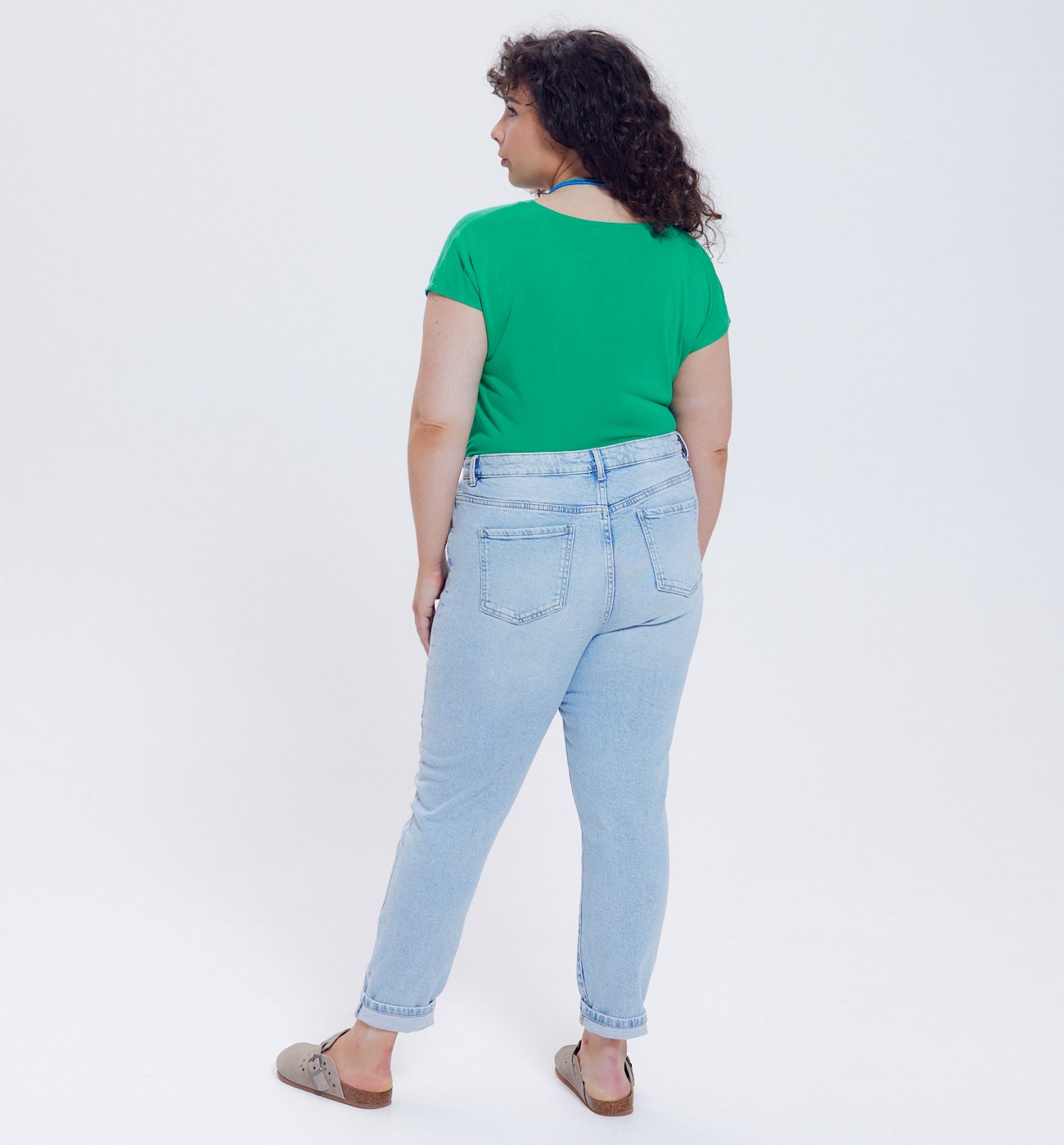 T-shirt col V détail irisé - Vert