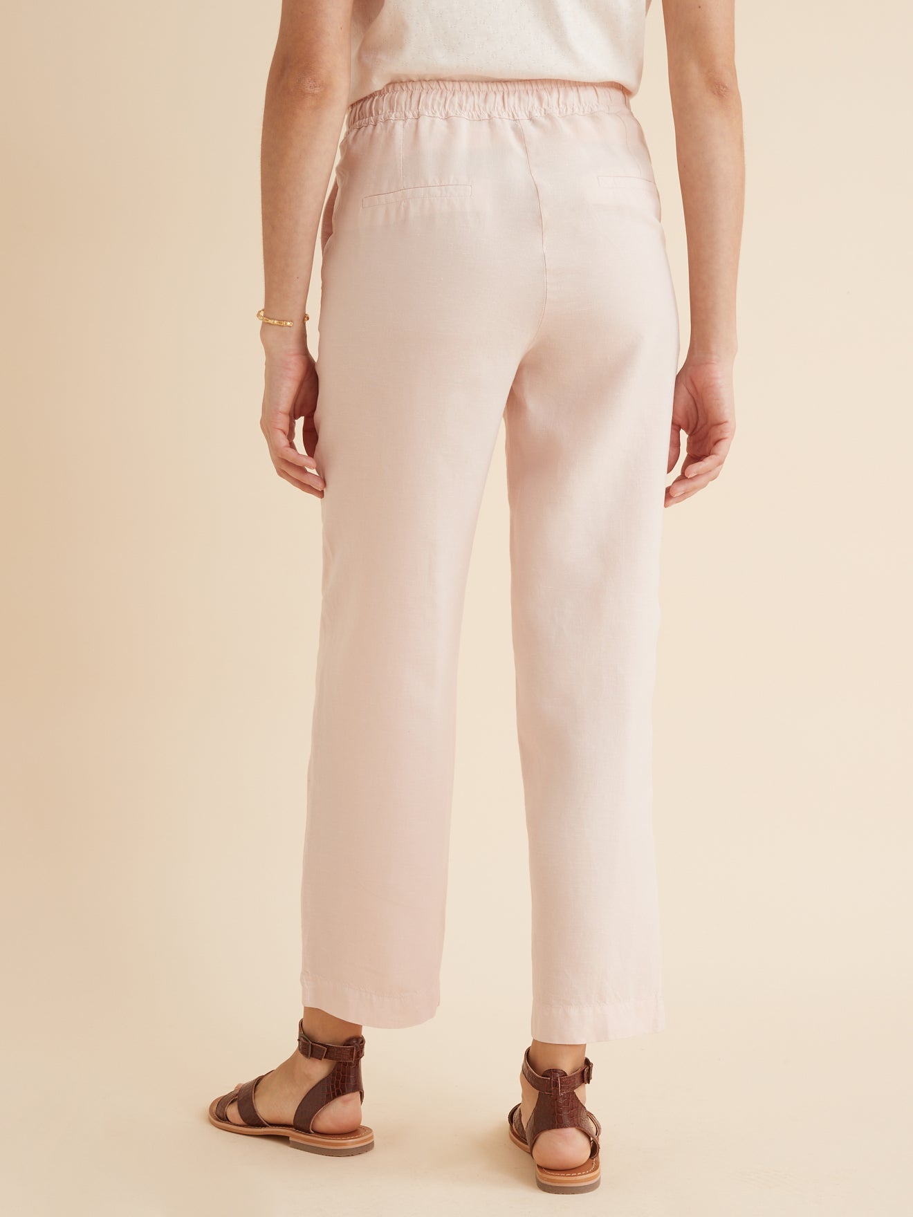 Pantalon lyocell et lin femme taille élastiquée