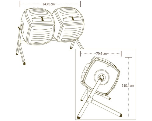 Dubbele composteerder 380 liter inclusief stalen frame