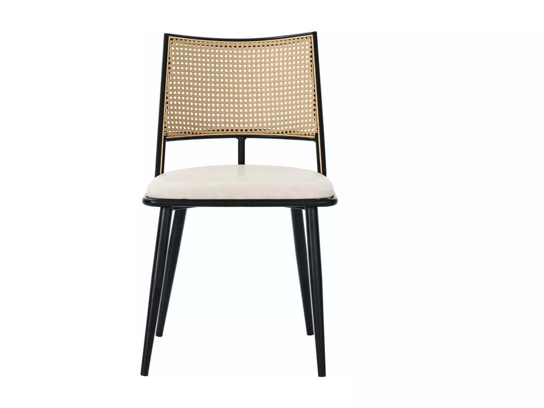 Chaises à dossier en rotin noir - siège en pu, lot de 2,d50cm×h80cm