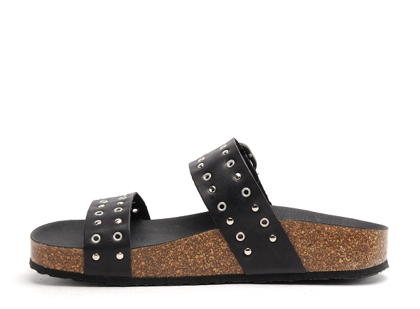 Plakton mules et sabots plats femme met rock noir