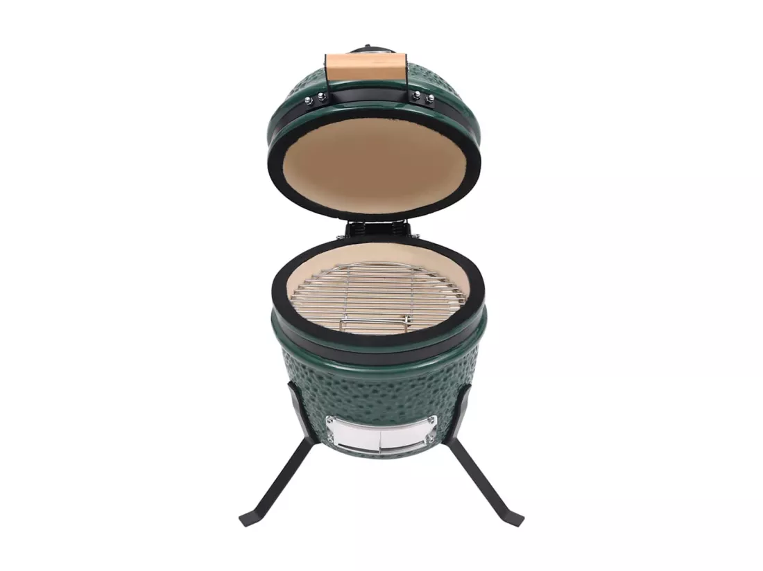 Barbecue à fumoir Kamado 2-en-1 Céramique 56 cm Vert
