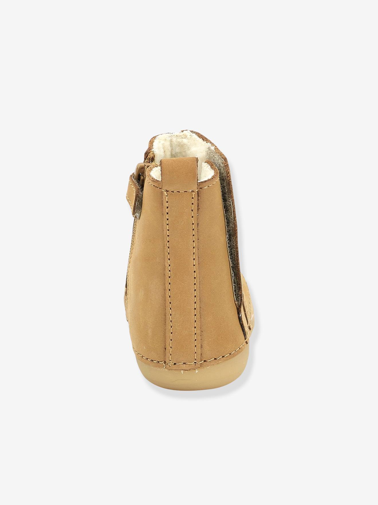 Sapatinhos de couro para bebê Socool Cho KICKERS® First Steps, bege claro, lisos