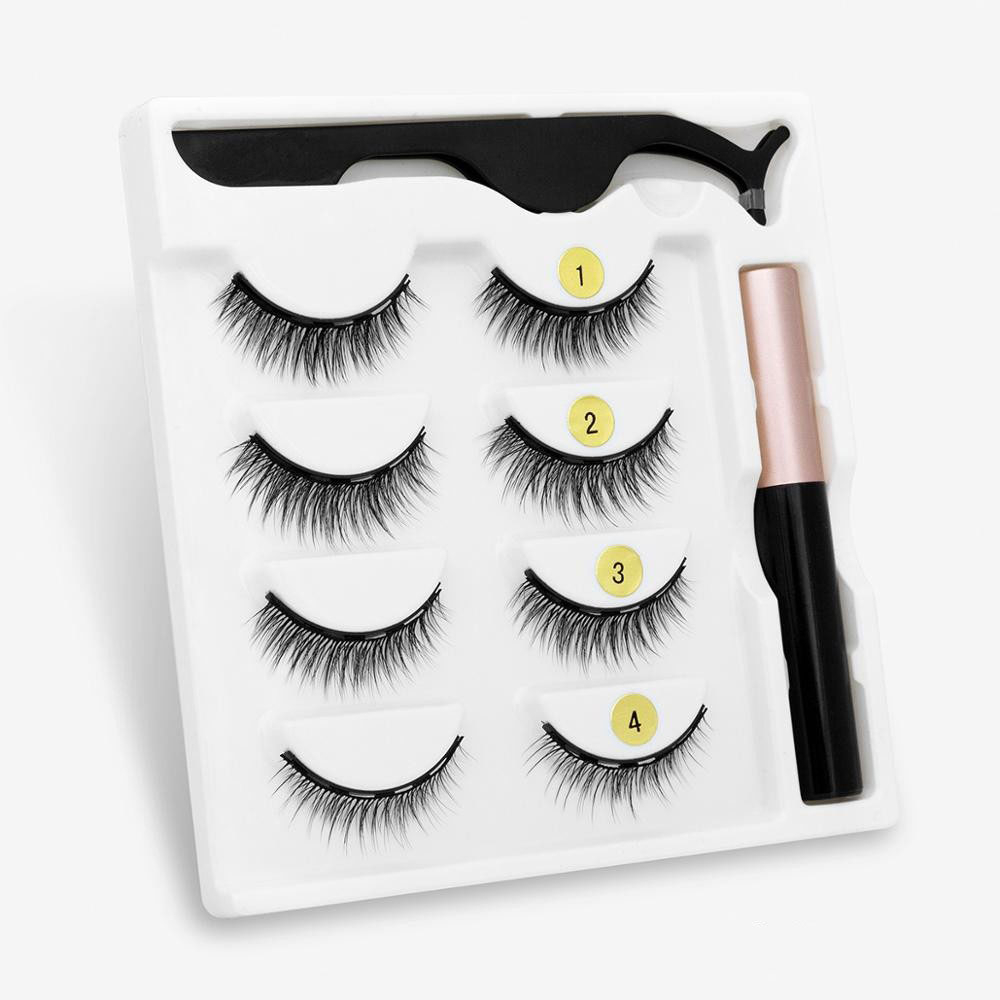 (10-tlg. Set) Magnetisches Wimpern Set Fake Volume Lashes mit Pinzette   Eyeliner