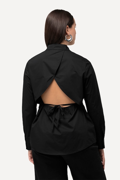 Bluse, Papertouch, Rücken-Cut-Out, Stehkragen, Langarm