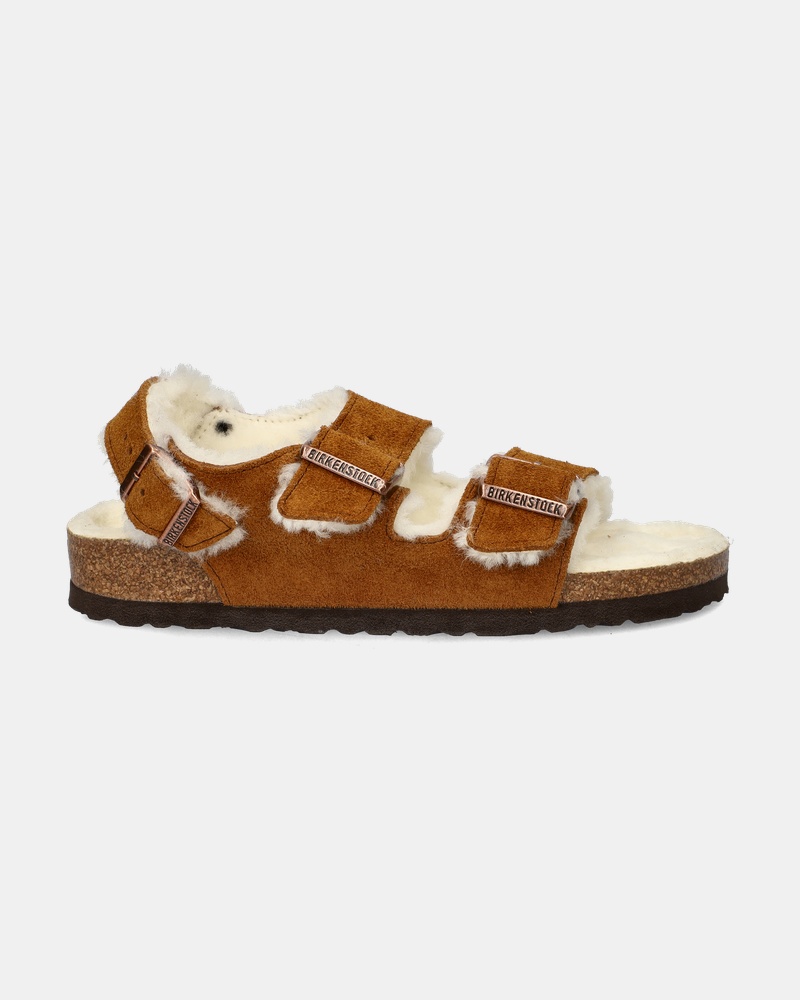 Birkenstock Milano Shearling Sandalen  - cognac