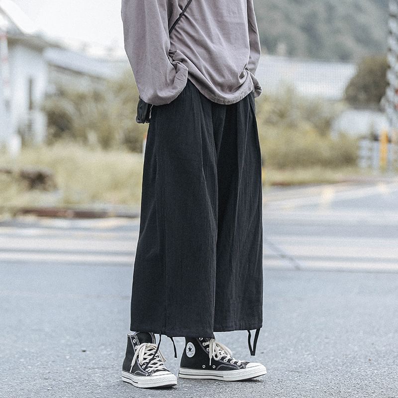 YIKES - Effen cropped harembroek met trekkoordtaille