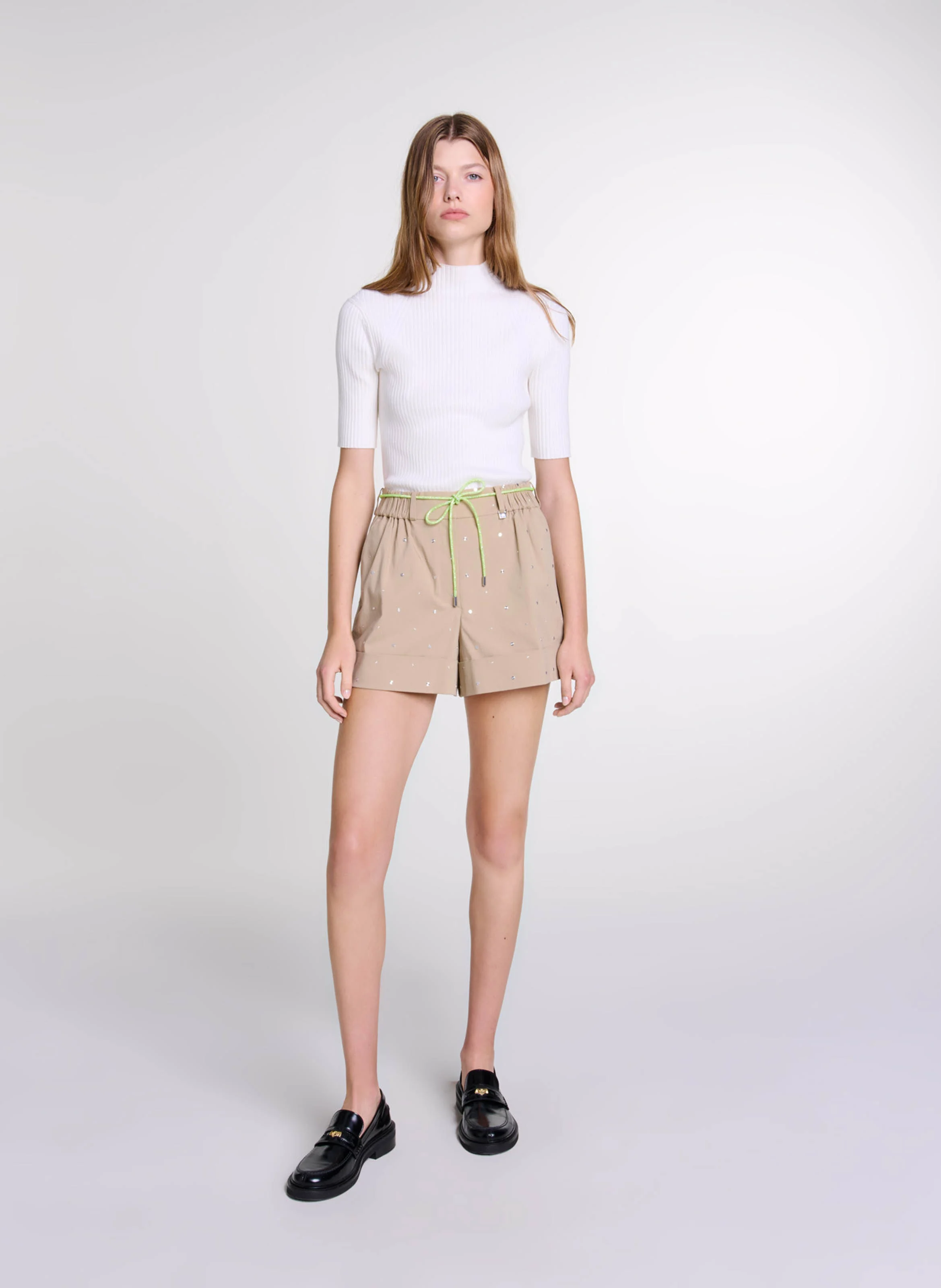 Short droit en coton | Beige