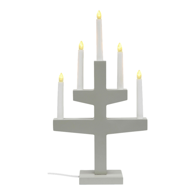 Grå adventslysestake LED 48 cm