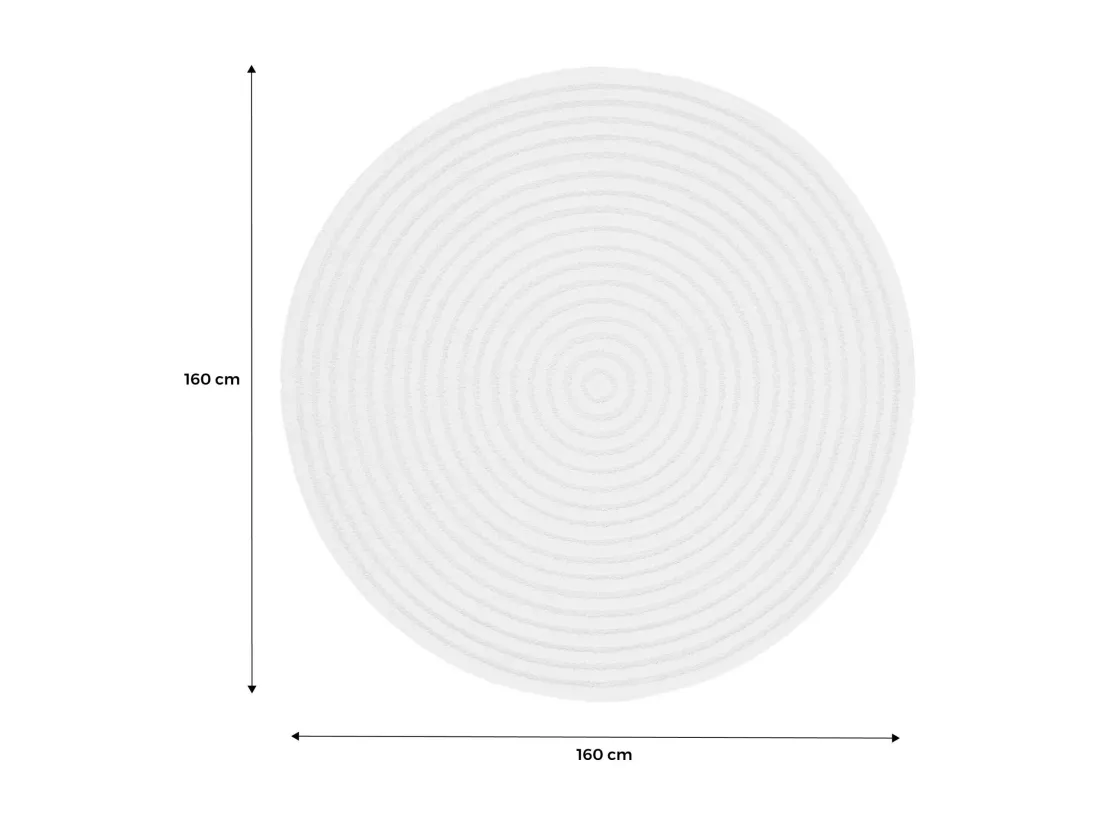 Tapis rond intérieur motifs cercles en relief crème Ø160cm