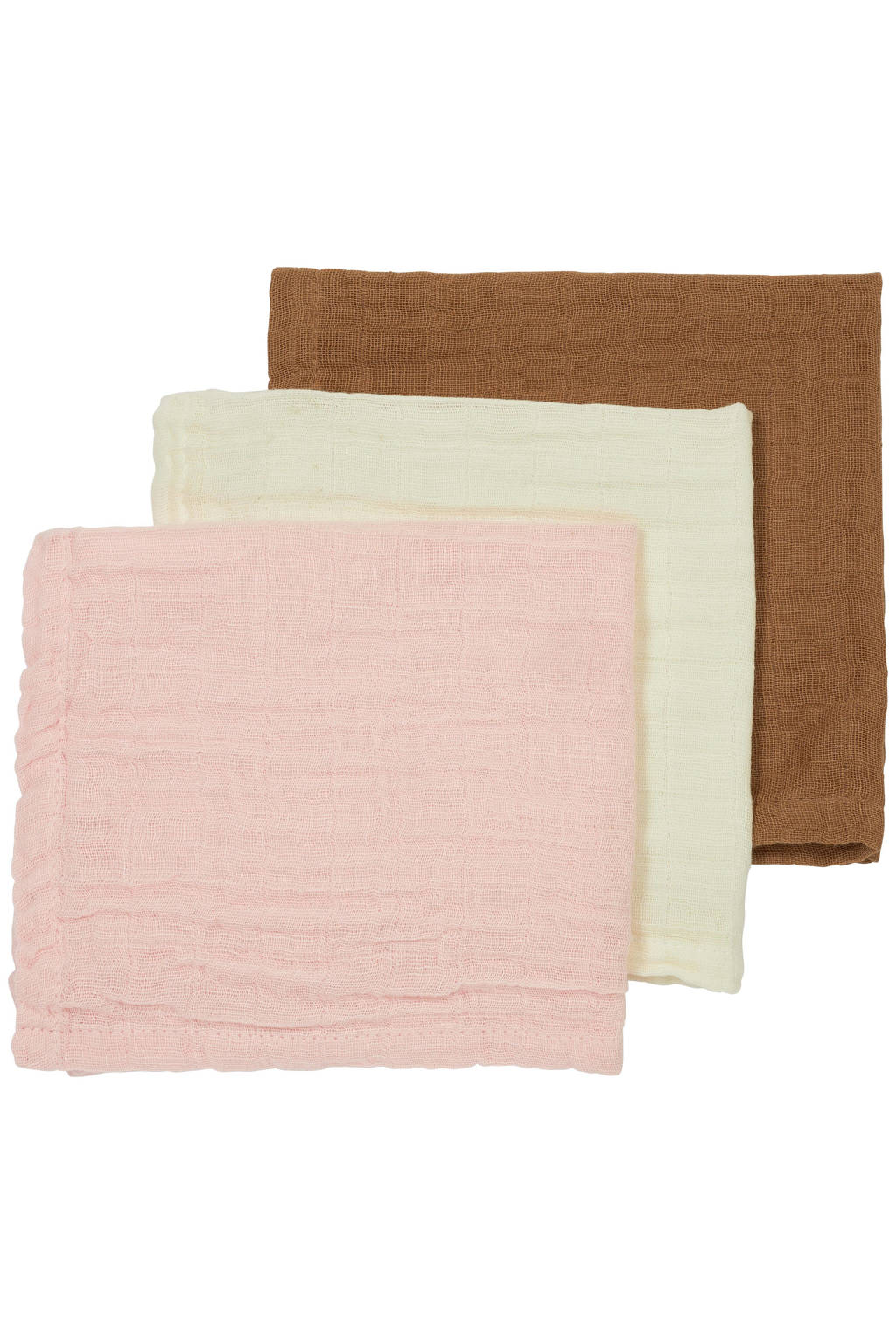 hydrofiele monddoekjes - set van 3 Offwhite/Soft Pink/Toffee