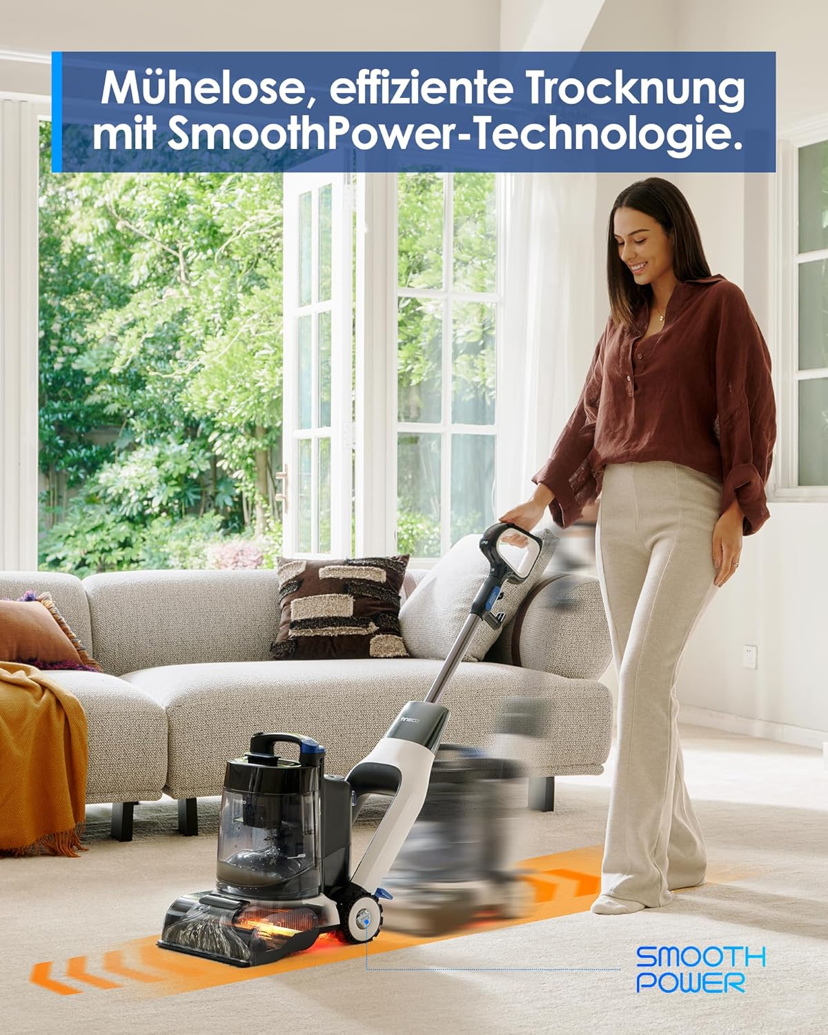 Tineco CARPET ONE Cruiser Teppichreiniger Nasssauger, Smartes Polsterreiniger Waschsauger mit 3-Stufen SmoothPower, DualCore Trocknung, FlashDry Selbstreinigung, iLoop Sensor