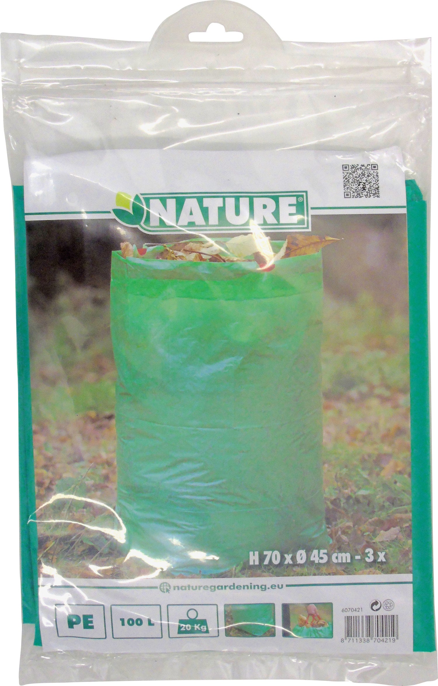 Nature tuinafvalzak 100l h70 x D45cm groen 3 stuks
