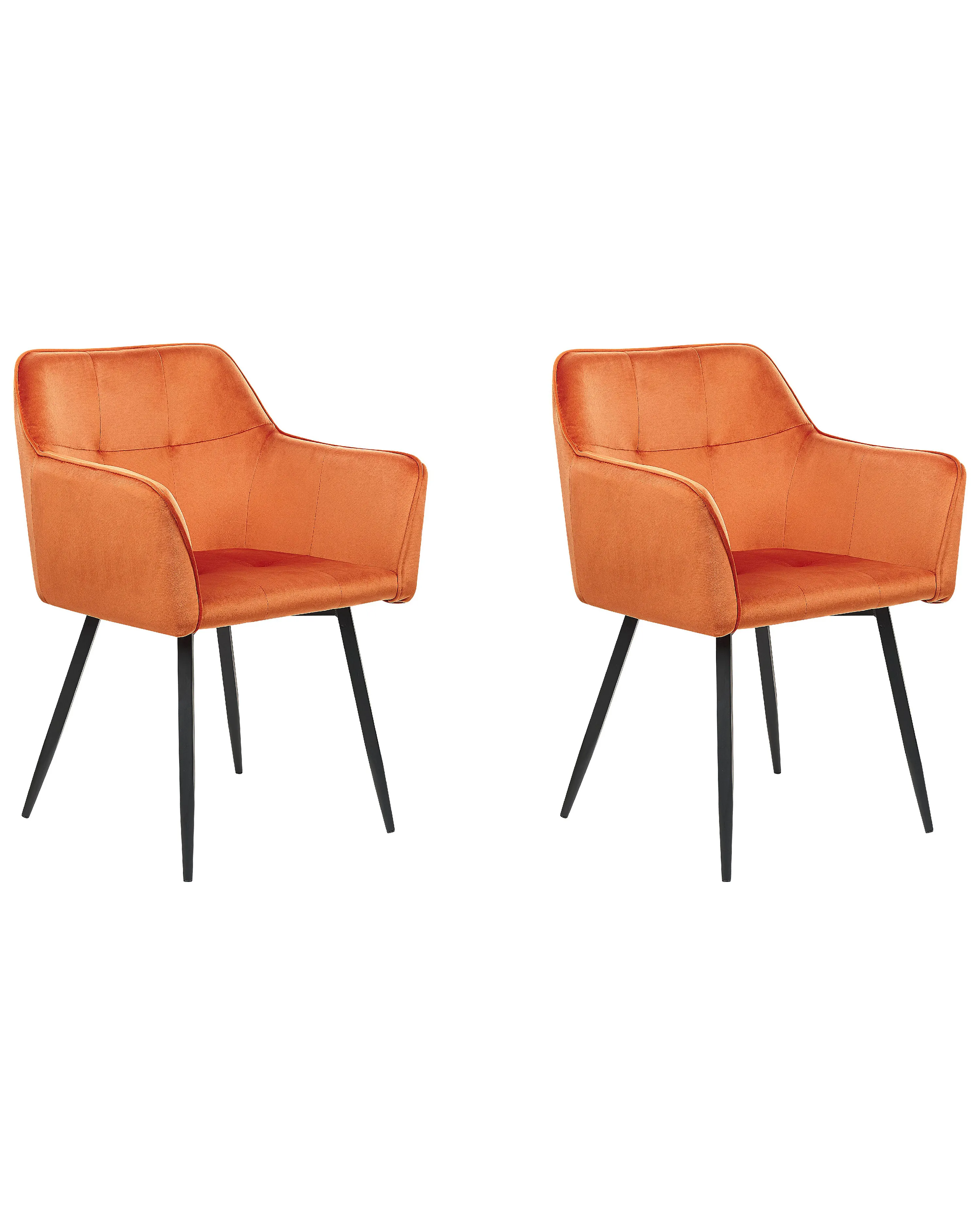 Set van 2 eetkamerstoelen JASMIN Fluweel Oranje