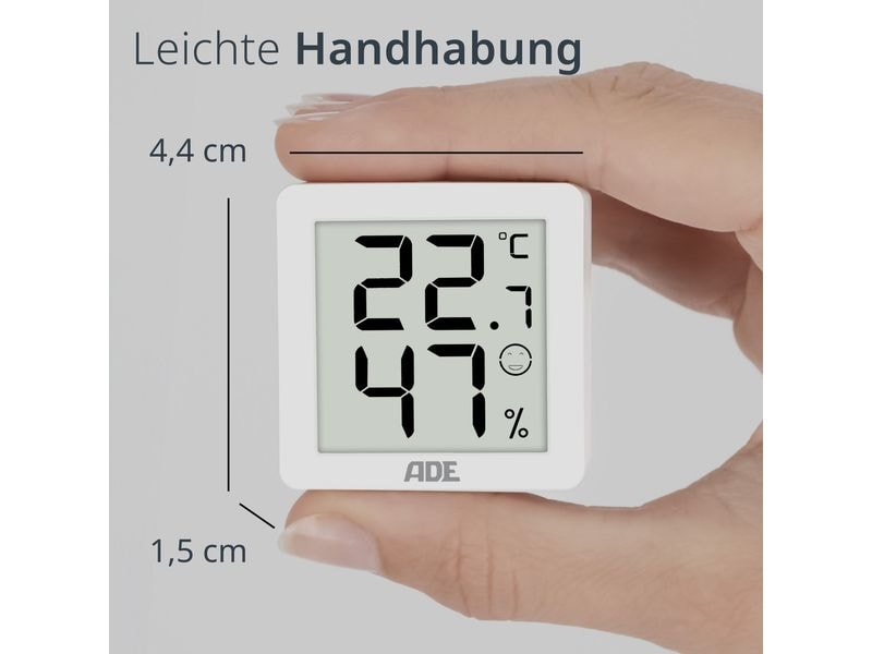ADE Thermo-/Hygrometer digital 3 Stück, Weiss Digitales Thermo-/Hygrometer 3er-Set