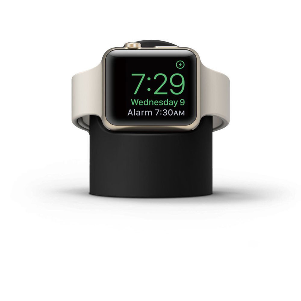 Apple Watch Silikon Uhren Halterung Aufbewahrungsstation mit Ladekabel-Management - Schwarz