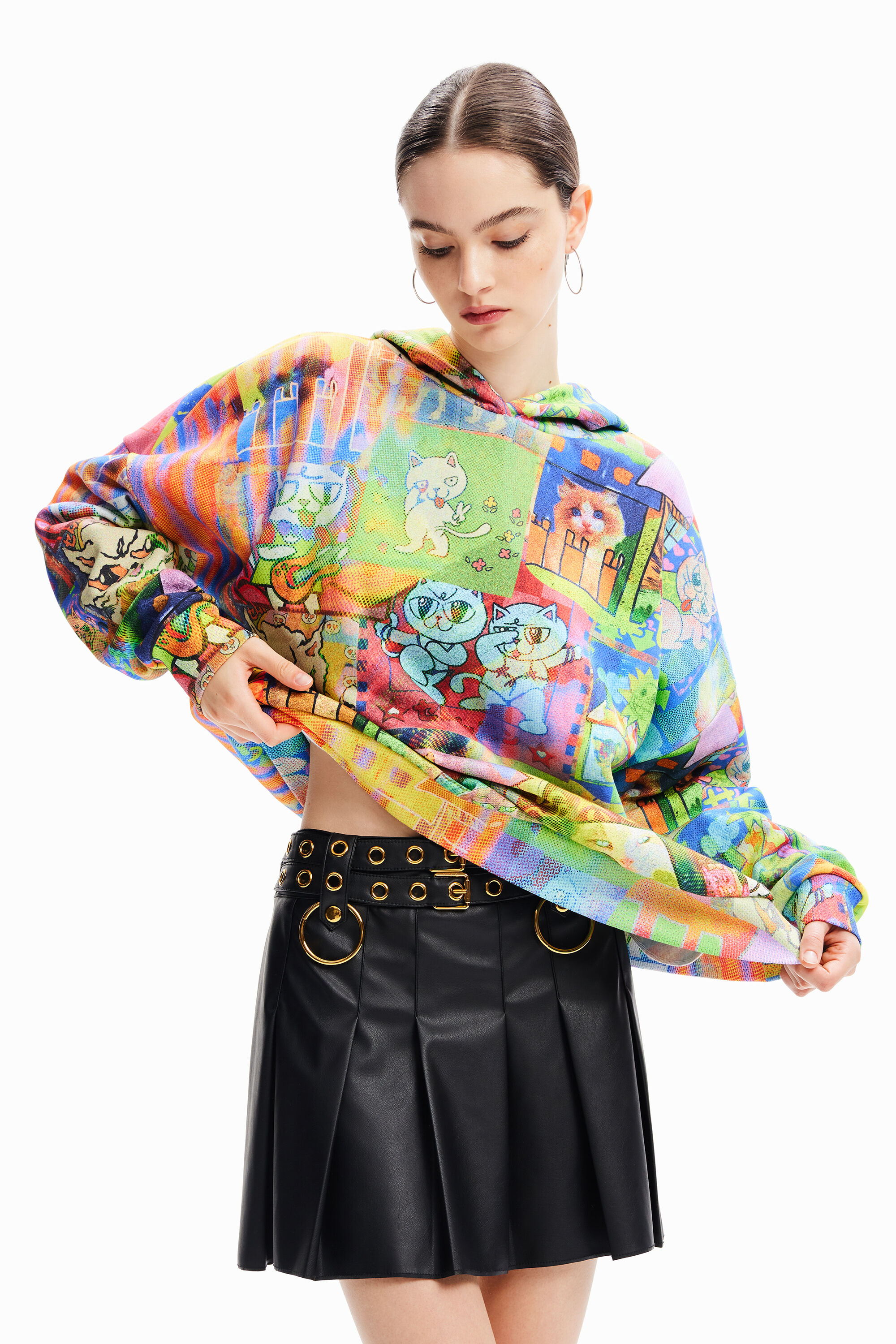 Moletom oversized com estampa de gato da María Escoté