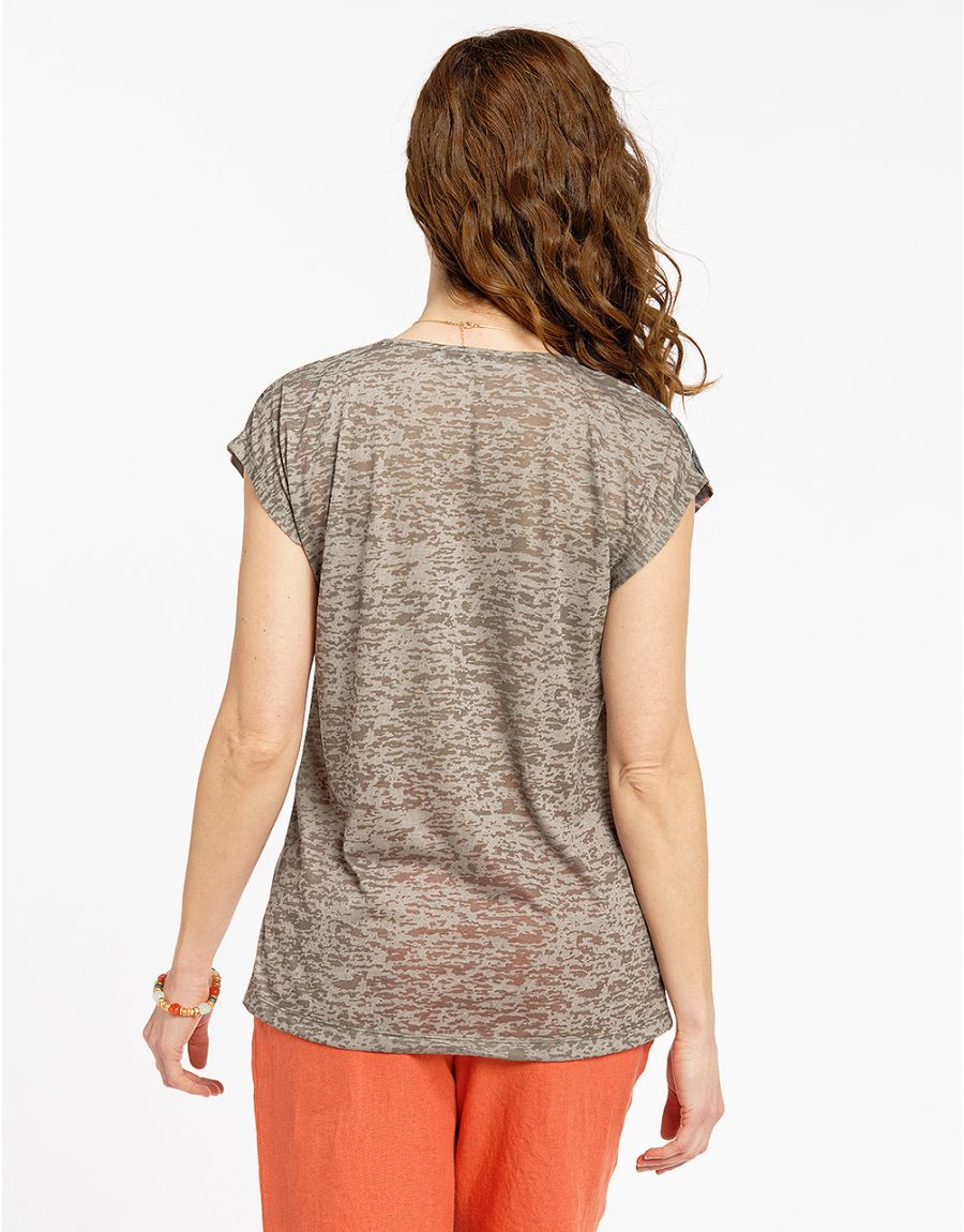 Tee-shirt kaki imprimé