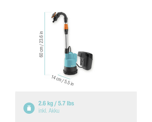 GARDENA 2000/2 18V (Power for All) accu-regentonpomp inclusief accu en lader
