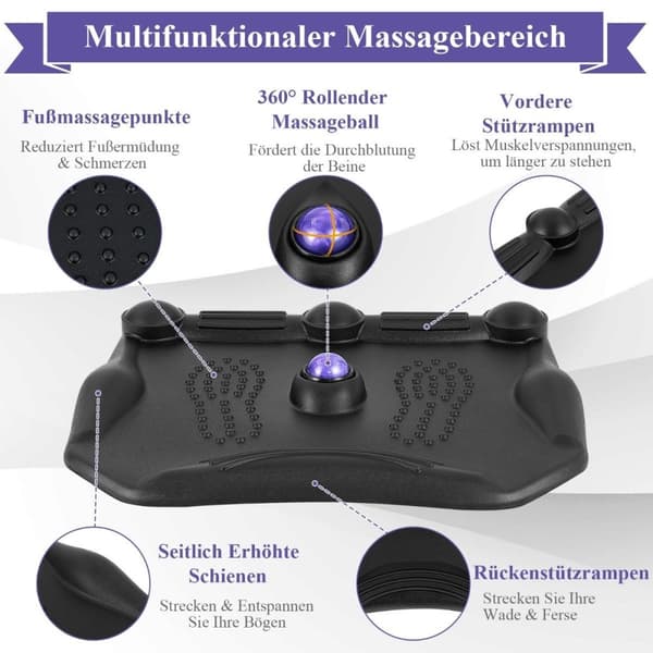 Anti-tretthetsmatte med massasjepunkter og 360° rullende massasjeball stående matte